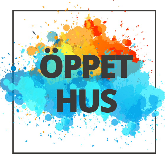 Ett färgmoln med texten Öppet hus