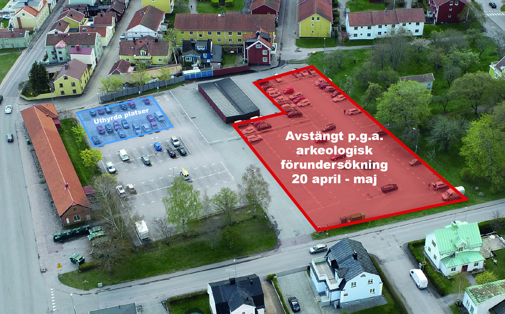 Flygbild över Stenhamraparkeringen