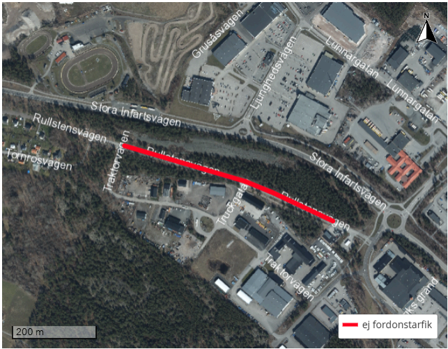 Avstängning Rullstensvägen i Västervik