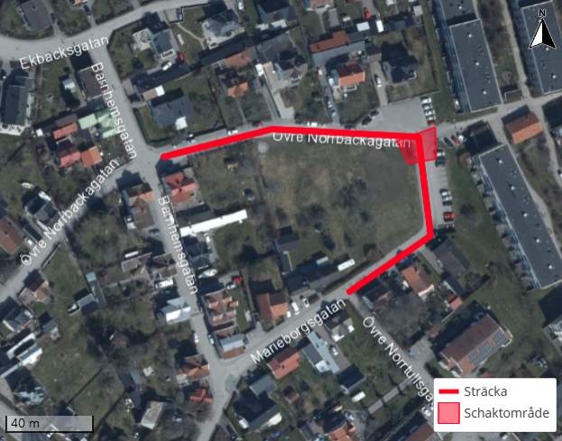 Avstängt på Övre Norrbackagatan och Marieborgsgatan i Västervik