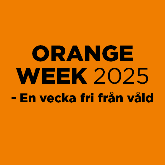 Orange bakgrund texten "orange week - en vecka fri från våld 2025".