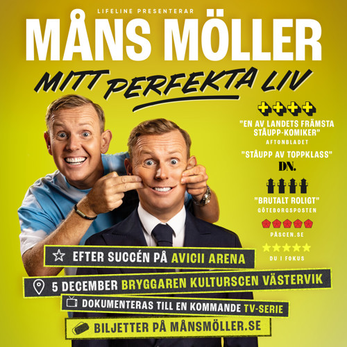 Måns Möller drar upp smilbanden på sig själv. Han vill nog göra sig glad.