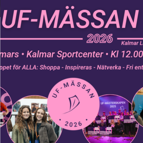 Bild med text om UF mässa.