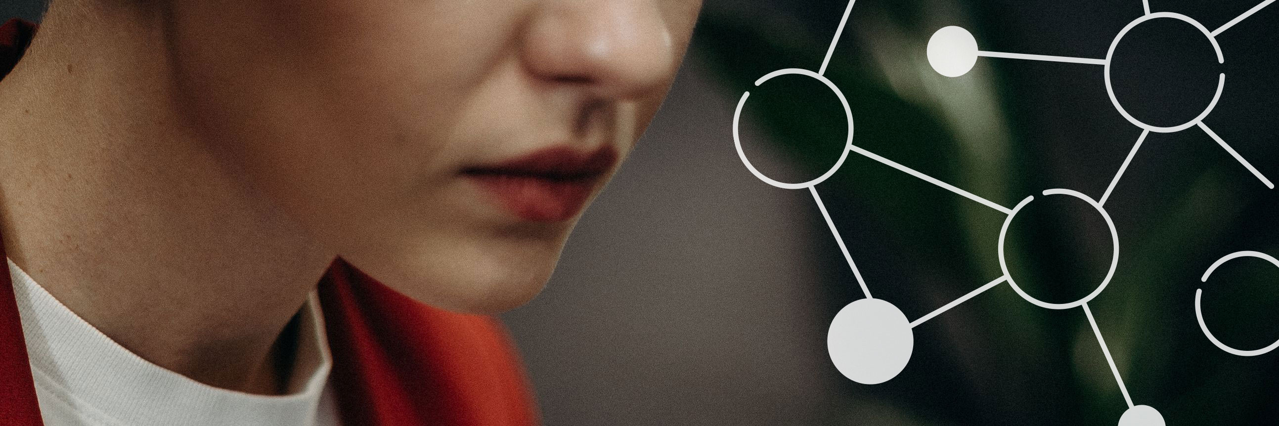 läppar med teknisk grafik monterat ovanpå