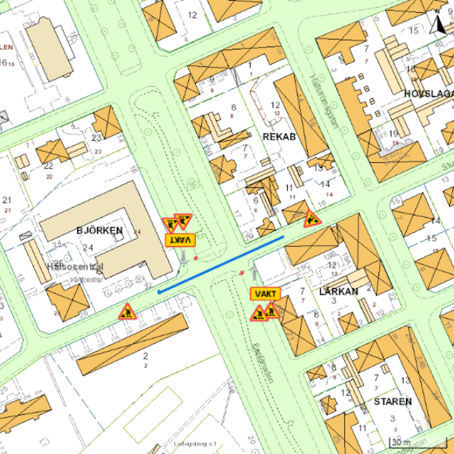 Sturegatan och Esplanaden i Västervik påverkas av beläggningsarbete