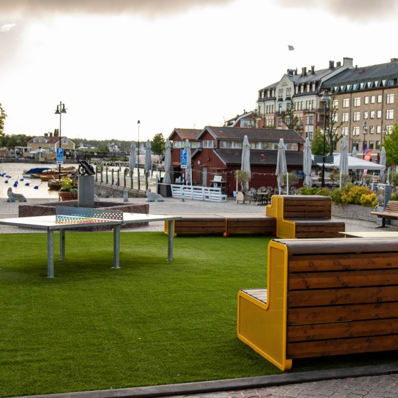 Vy över sommartorget i Västervik.