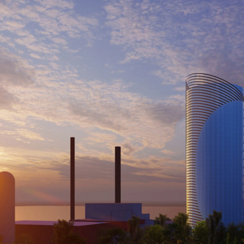 Ackumulatortanken i solnedgång