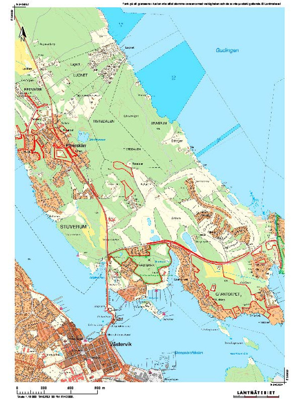Karta över Piperskärr, Vitudden och Tändsticksberget.
