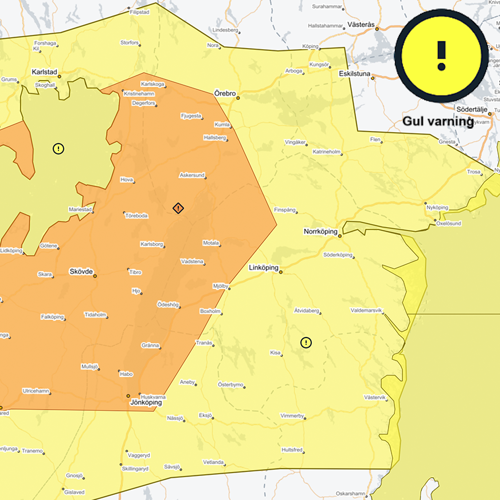 Vädervarning gul vind Västerviks kommun 5 och 6 april 2026