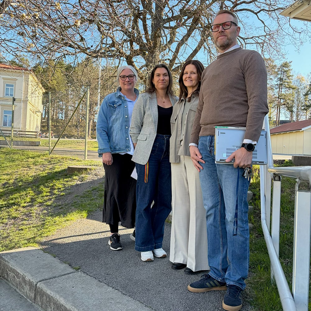 Foto från krisövningen på Ankarsrums skola, på bilden Ann-Charlott Qvist, Anni Skogh, Linda Mossbrant Johansson och Henrik Ålstam