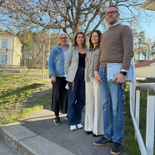 Foto från krisövningen på Ankarsrums skola, på bilden Ann-Charlott Qvist, Anni Skogh, Linda Mossbrant Johansson och Henrik Ålstam